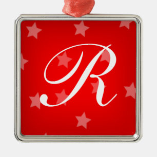 Rot hat mit Monogramm Weihnachtsbaum-Verzierung in Silbernes Ornament