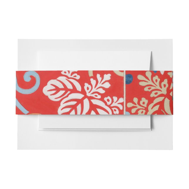 Rot-Hawaiianischer Kimono: Vintager Blumen Einladungsbanderole (Vorderseite Beispiel)