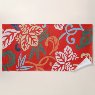 Rot-Hawaiianischer Kimono: Vintager Blumen Strandtuch