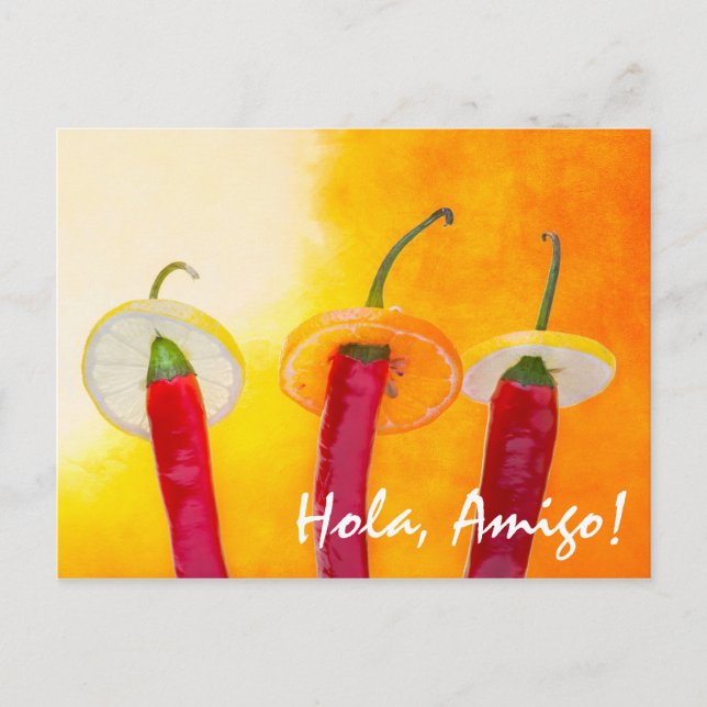 Rot, heiß, der Chili Postkarte (Vorderseite)