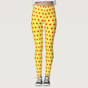 Rot Herz Girly Fun Ballon Muster Gelb Chic Leggings