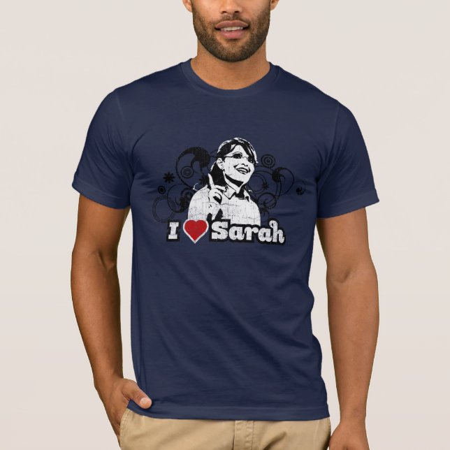 Rot Herz I Sarah-Wirbel b/w T-Shirt (Vorderseite)