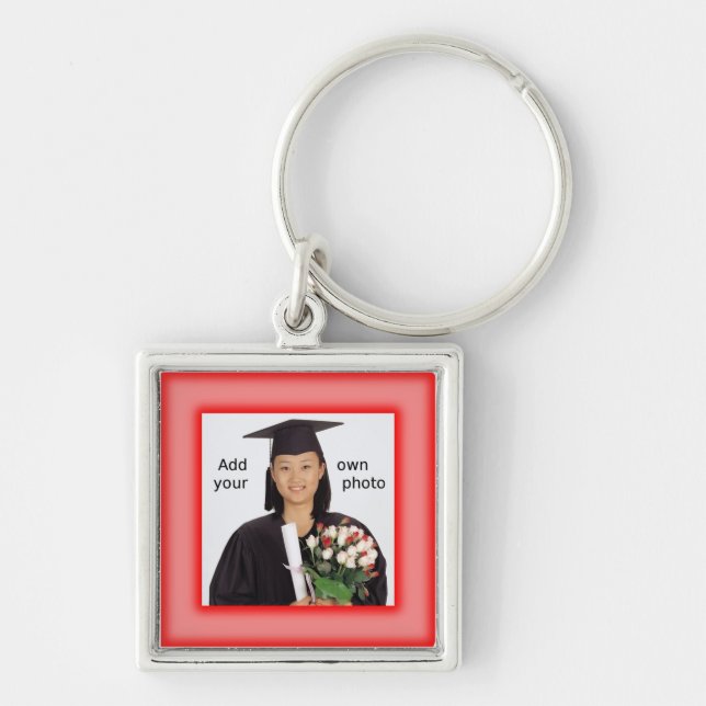 Rot Hinzufügen eines Fotos Schlüsselanhänger (Vorne)