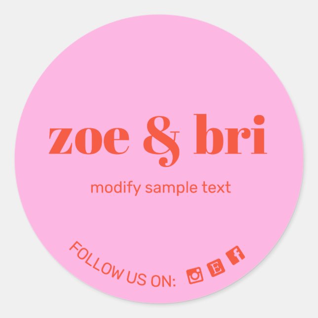 Rot hinzufügen Social Media für das Logo Runder Aufkleber (Vorderseite)