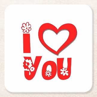Rot Ich liebe dich minimalistischer Herz Untersetz Rechteckiger Pappuntersetzer