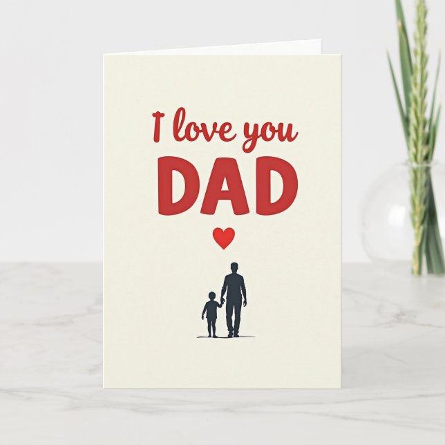 Rot Ich liebe dich Papa Karte (Vorderseite)