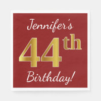 Rot, Imitate Gold 44. Geburtstag + Individuelle Na