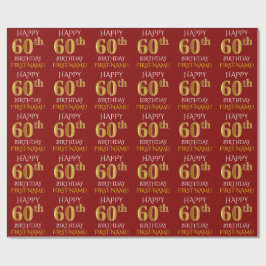 Rot, Imitate Gold "HAPPY 60. GEBURTSTAG" Geschenkpapier