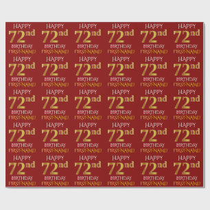 Rot, Imitate Gold "HAPPY 72 GEBURTSTAG" Geschenkpapier