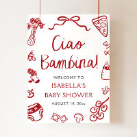 Rot-Italienisch Niedlich Ciao Bambina Babydusche W