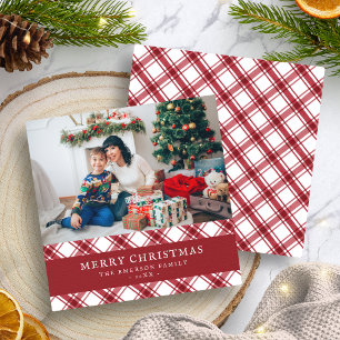Rot kariert Frohe Weihnachten Flach Weihnachtskart