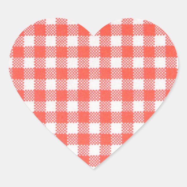 rot kariert Herz-Aufkleber (Vorderseite)