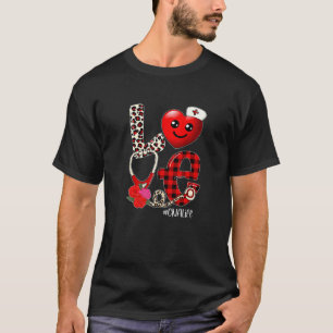 Rot kariert LOVE CNA Leben Valentinstag Krankensch T-Shirt