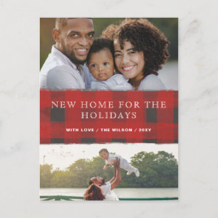 Rot Kariert Neue Zuhause für Holidays Foto Moving Postkarte