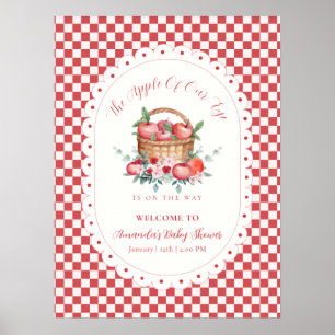 Rot karierte Ernte-Apfel-Baby-Shower-Willkommen Poster