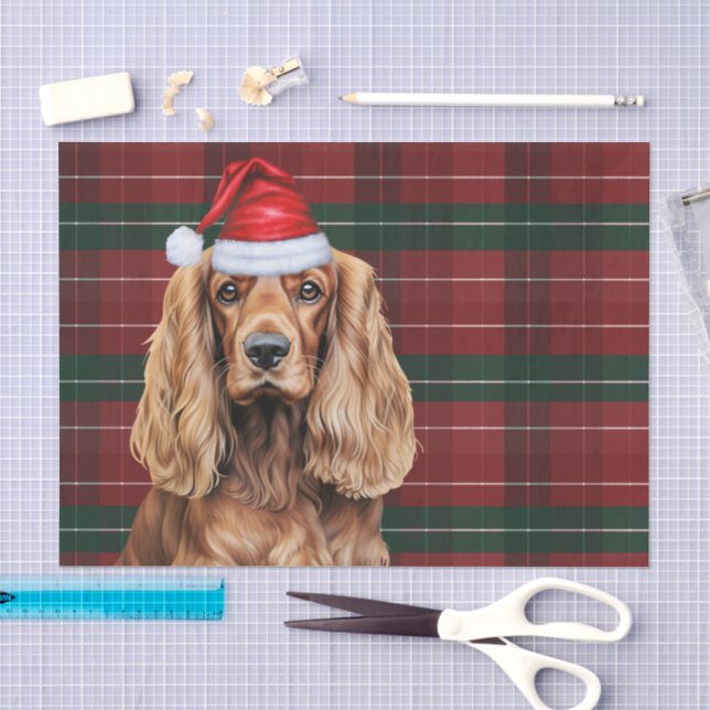 Rot karierter Cocker Spaniel Hund Weihnachten Seidenpapier (Handwerk)