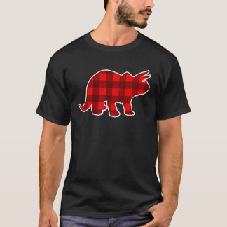 Rot karierter Dinosaurier Weihnachten Familie pass T-Shirt