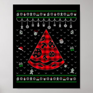 Rot karierter Pizza-Liebhaber Lustiger hässlicher  Poster
