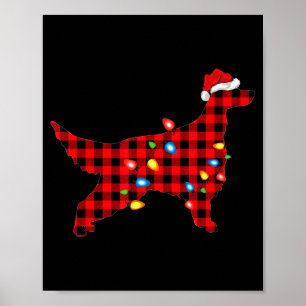 Rot karierter Weihnachtsmann Irish Setter Hund Wei Poster