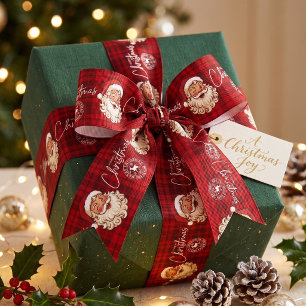 Rot karierter Weihnachtsmann Nordpol Post Weihnach Ripsband