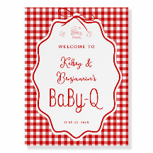 Rot kariertes Barbecue Baby-Q Babyparty Willkommen