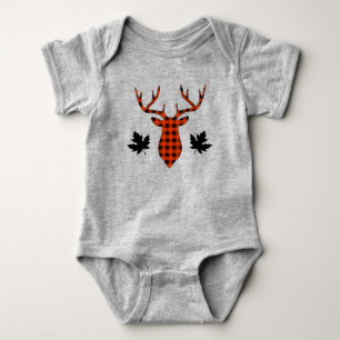 Rot kariertes Büffelhirsch-Ahornblatt Baby Strampler