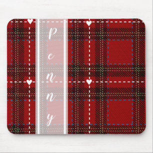 Rot kariertes Herz Mousepad