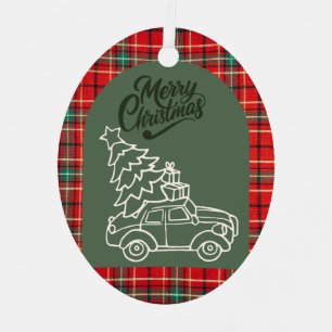 Rot kariertes Weihnachten Ornament Aus Metall