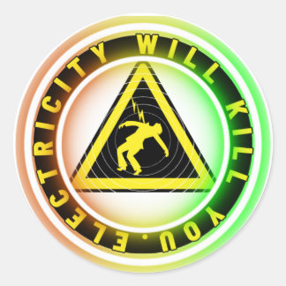 Rot-Kilowatt-Strom bringt dich um Runder Aufkleber
