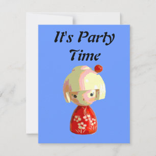 Rot Kokeshi Einladung