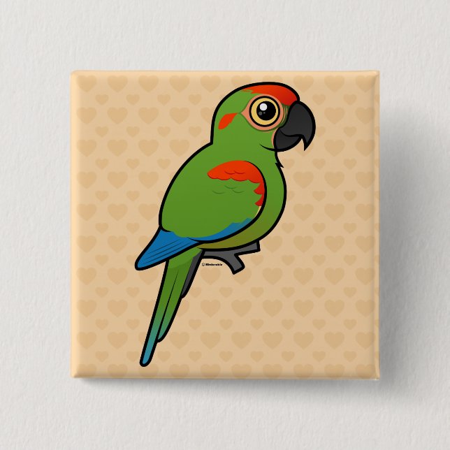 Rot-konfrontierter Macaw Button (Vorderseite)