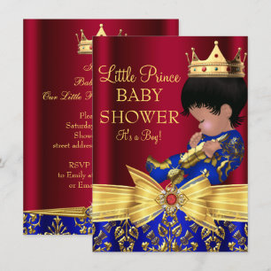 Rot & königsblaue Prinz-Junge-Baby-Party-Einladung Einladung