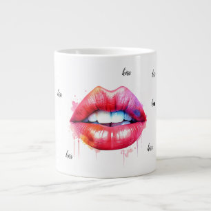 Rot lackierte Lippen Wasserfarbe Jumbo-Tasse