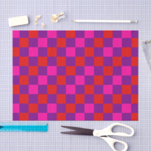 Rot Lila Rosa Kariertes Musterdesign Seidenpapier