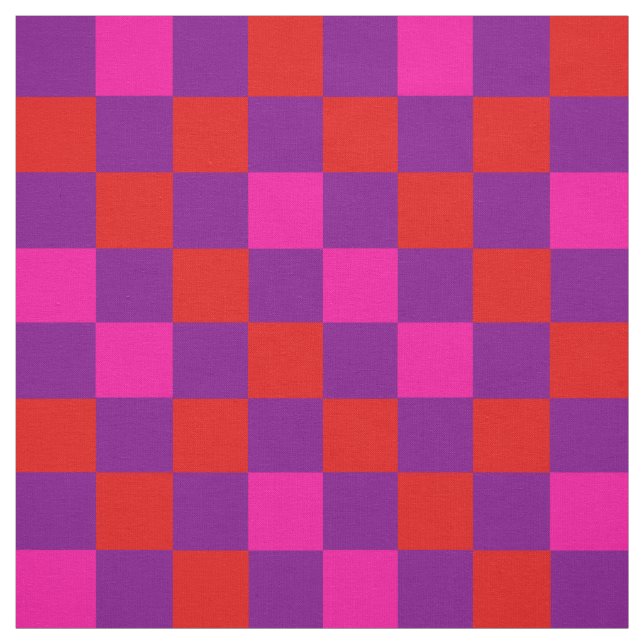 Rot Lila Rosa Kariertes Musterdesign  Stoff (Muster)