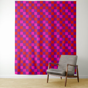Rot Lila Rosa Kariertes Musterdesign Wandteppich