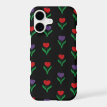 Rot, Lila und Grün Floral Schwarz