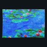 Rot-Lilien von Oscar-Claude Monet Geschirrtuch<br><div class="desc">Water Lilies,  rot,  feine Kunst des französischen Impressionisten Oscar-Claude Monet</div>