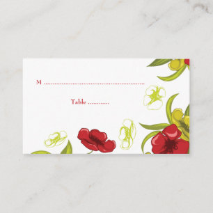 Rot + Limettengrün Mohnblumen Blume Hochzeit Platz Platzkarte