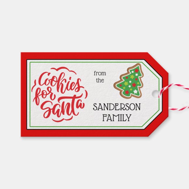 Rot |Limone Sprinkle und Chip-Cookies für den Weih Geschenkanhänger (Vorderseite (Horizontal))