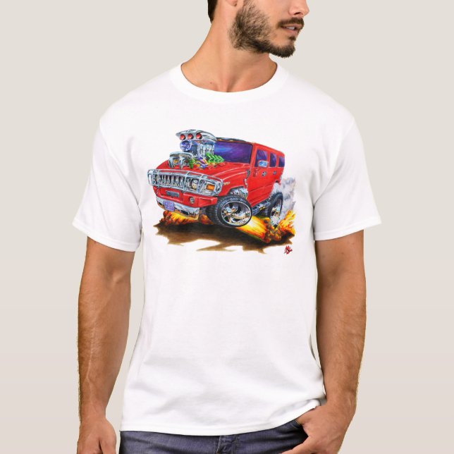 Rot-LKW Hummers H2 T-Shirt (Vorderseite)
