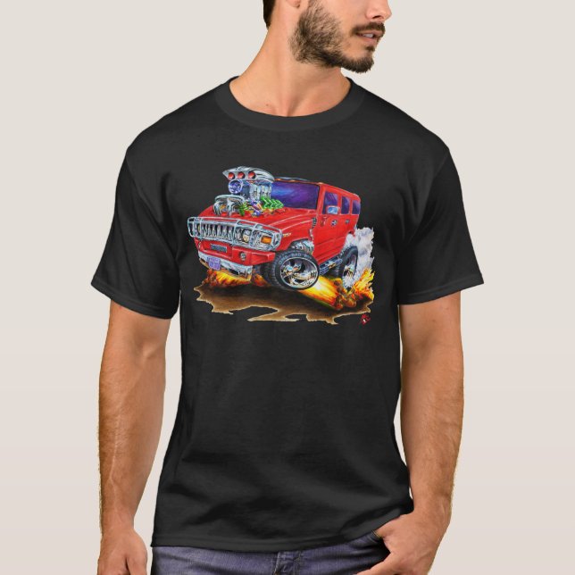 Rot-LKW Hummers H2 T-Shirt (Vorderseite)