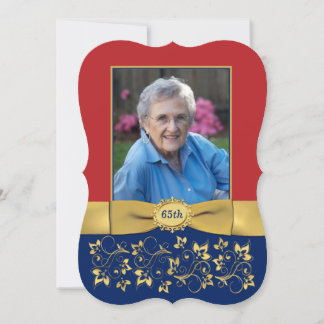 Rot, Marine, Gold 65. Foto Einladung zum Geburtsta