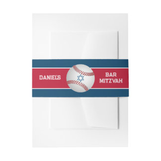 Rot, Marine, Weißer Baseball Bar Mitzvah Einladungsbanderole