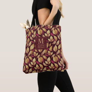 Rot Marone Gold Glitter Herbstlaub Muster