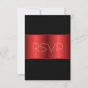 Rot Metallic Schwarz RSVP Karte