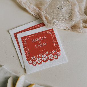 Rot Mexikanische Papel Picado Hochzeit Serviette