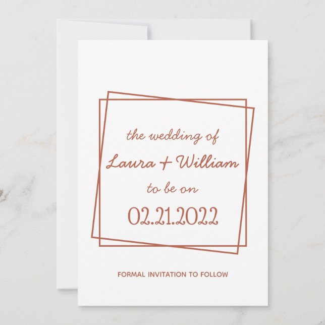 Rot Minimalistisch Save the Date handschriftlich Einladung (Rückseite)