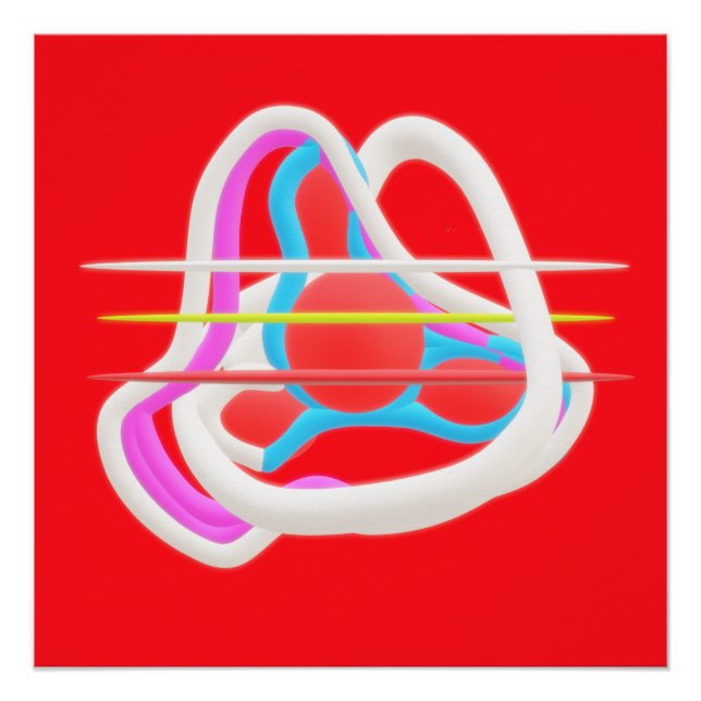 Rot mit abstrakt surrealem Design in niedlichen Fa Poster (Vorderseite)