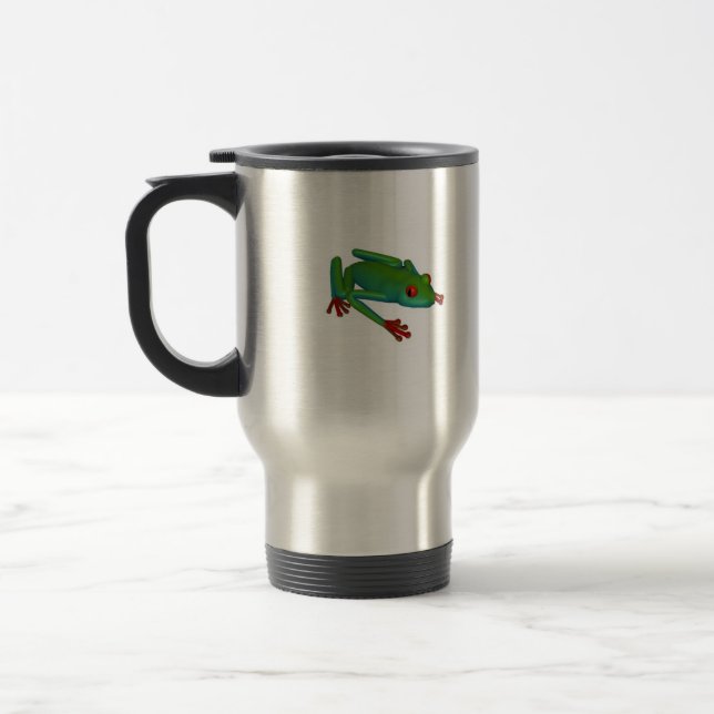 Rot-mit Augen Baum-Frosch-Reise-Tasse Reisebecher (Links)